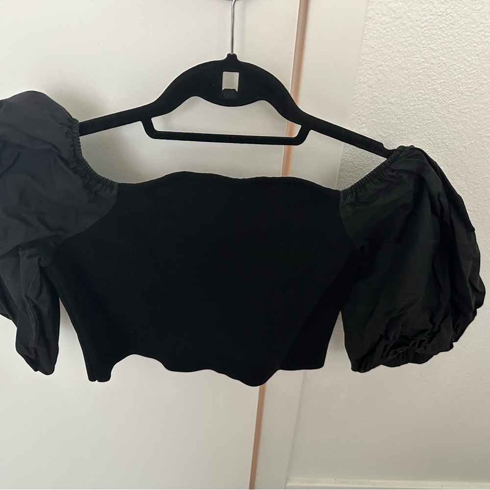 Zara Black Puff Sleeve Top